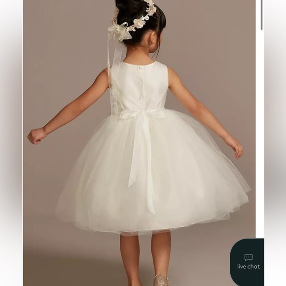 David's Bridal Ivory Flower Girl Dress - Picture 2 of 8
